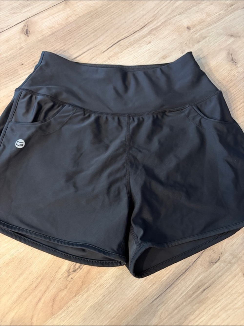 G GRADUAL BLACK HIGH RISE RUNNING WORKOUT SHORTS POCKETS SIZE XS